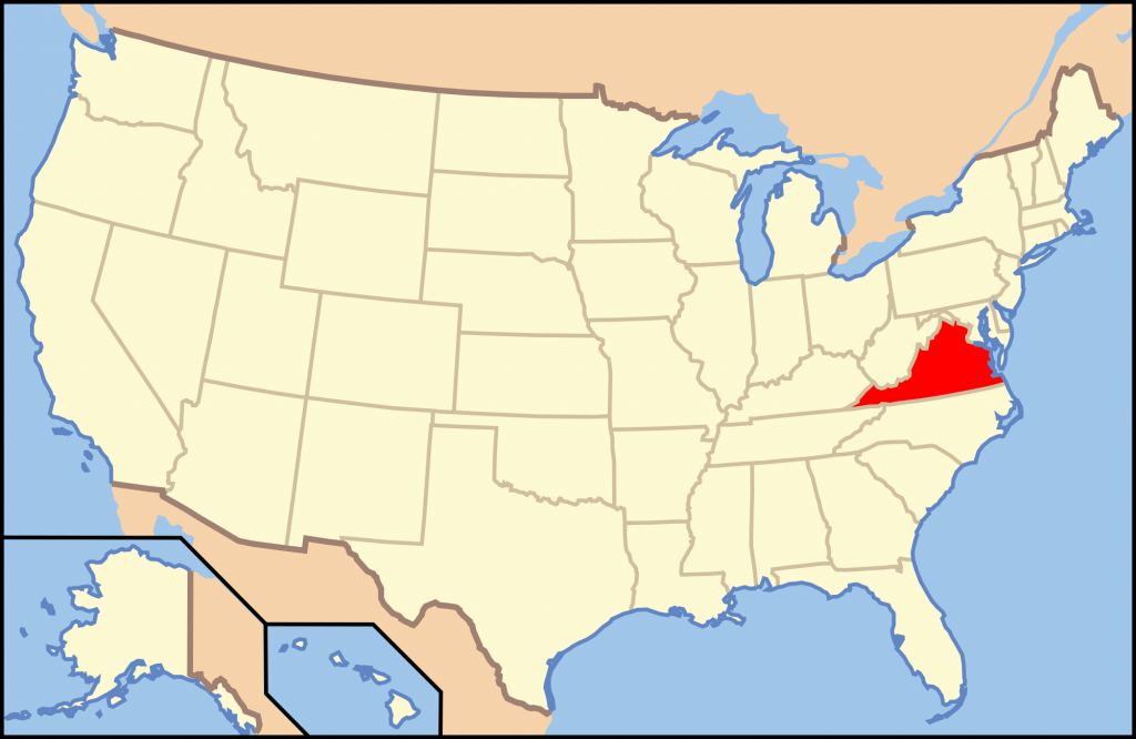 Virginia on map of USA