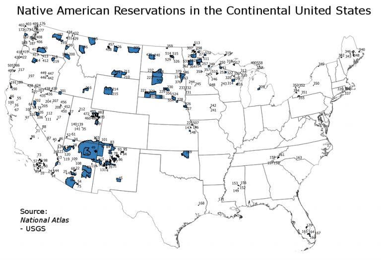 Indian Reservations In The Continental United States 768x525 