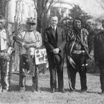 President Coolidge Stands With Four Osage Indians At A White House Ceremony
