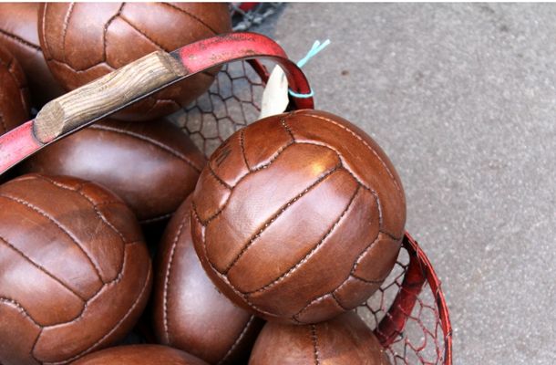 earliest soccer balls were made from animal parts and leather