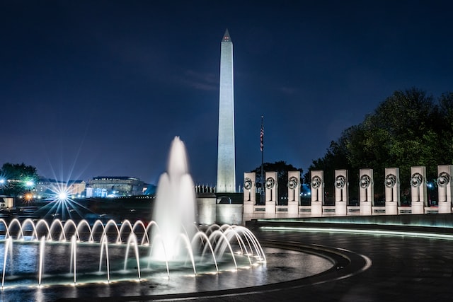 Night light near Washington Monument