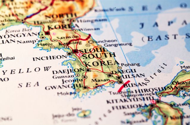 South Korea and North Korea map