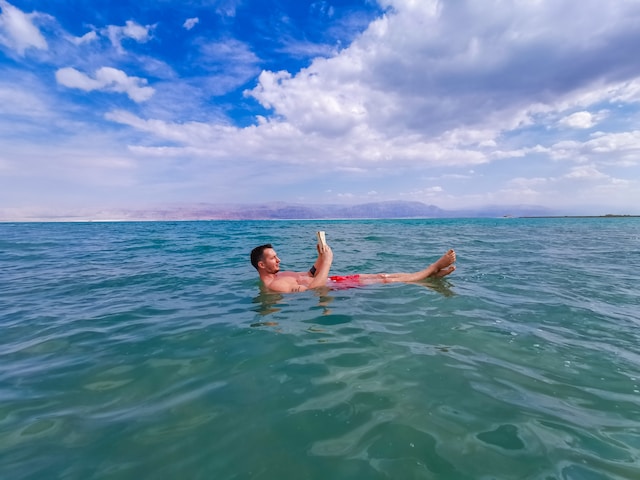 Man floating on dead sea