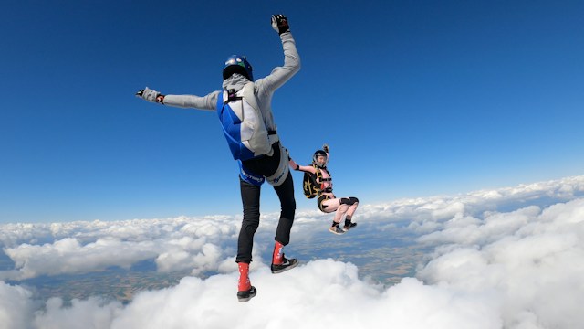 man enjoying skydiving